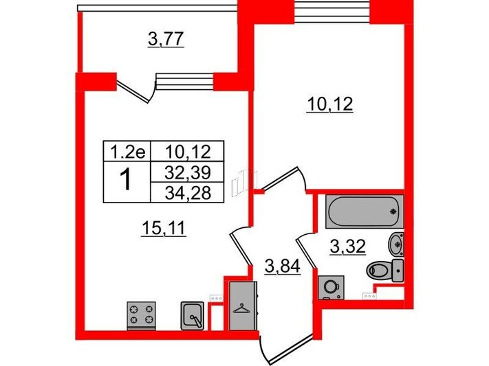 Продажа 1-комнатной квартиры 32,4 м², 2/5 этаж