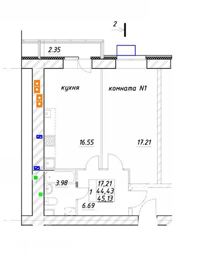 Продажа 1-комнатной квартиры 37,1 м², 3/9 этаж