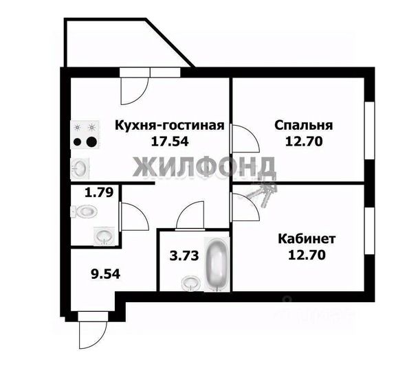 Продажа 2-комнатной квартиры 60 м², 9/25 этаж