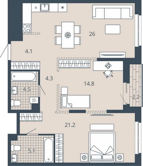 Продажа 2-комнатной квартиры 81,6 м², 9/23 этаж