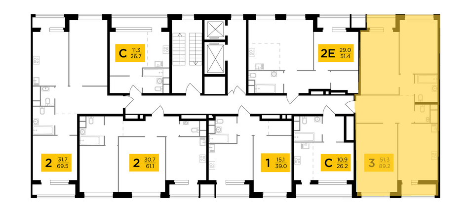 Продажа 3-комнатной квартиры 89,2 м², 8/12 этаж