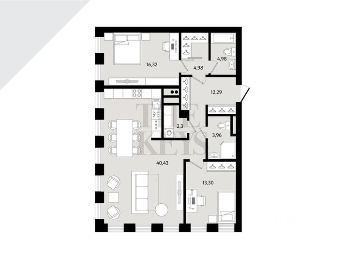 Продажа 2-комнатной квартиры 98,5 м², 5/23 этаж