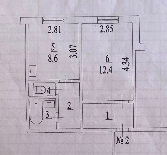 Продажа 2-комнатной квартиры 31,5 м², 1/10 этаж