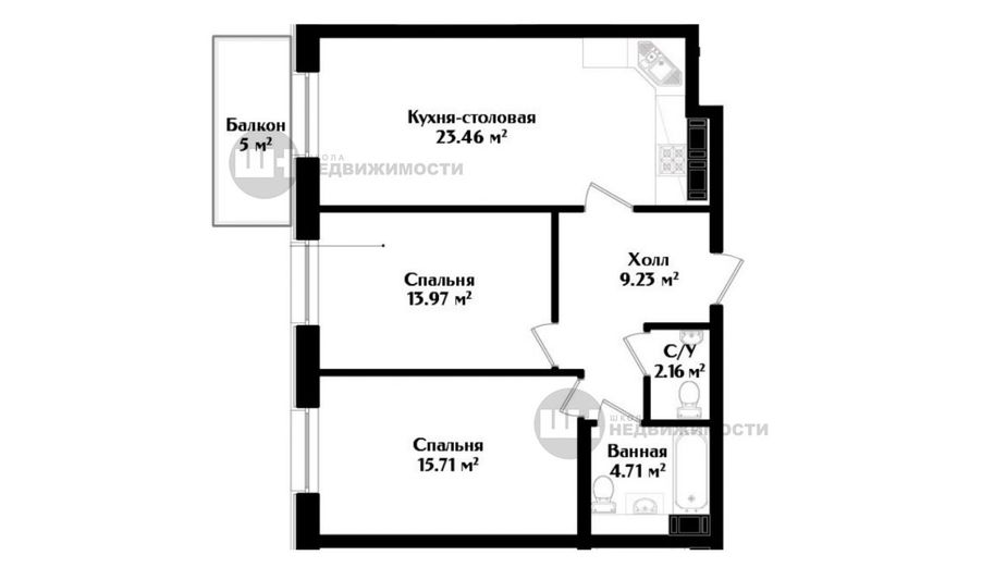Продажа 2-комнатной квартиры 70,8 м², 3/9 этаж