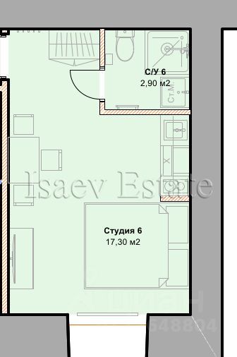 Продажа квартиры-студии 30,3 м², 1/8 этаж