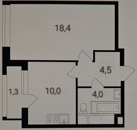 Продажа 1-комнатной квартиры 36,9 м², 11/22 этаж