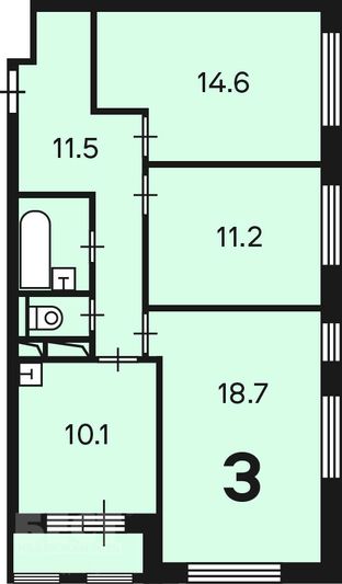 Продажа 3-комнатной квартиры 70,3 м², 14/16 этаж