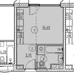 Продажа квартиры-студии 22,5 м², 3/30 этаж