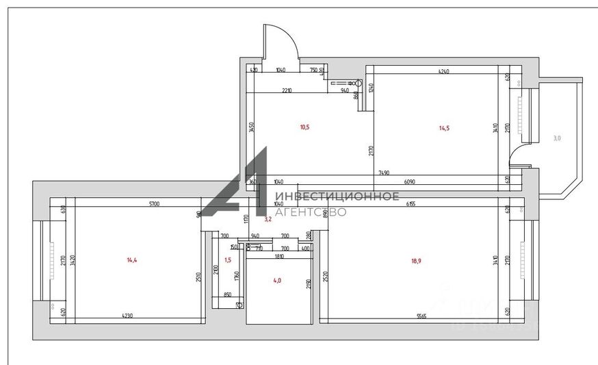 Продажа 2-комнатной квартиры 67,5 м², 10/14 этаж