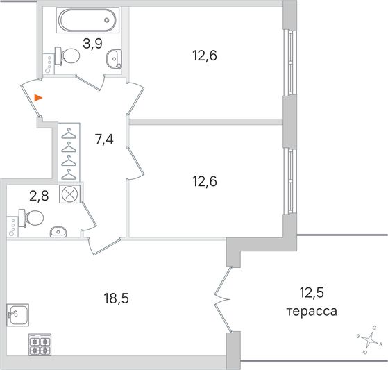 Продажа 2-комнатной квартиры 61,5 м², 1/4 этаж