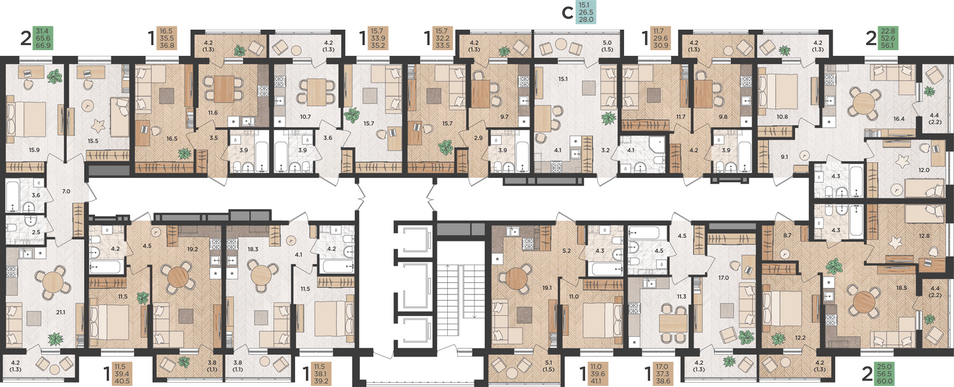 Продажа 1-комнатной квартиры 38,6 м², 14/24 этаж