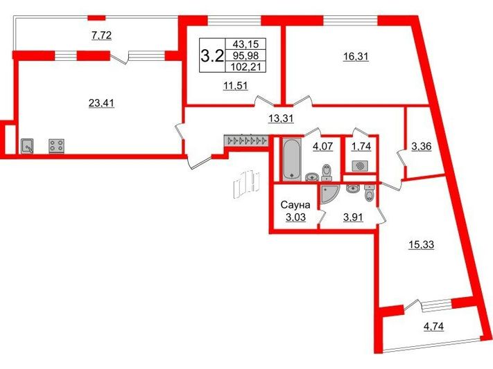 Продажа 3-комнатной квартиры 96 м², 4/4 этаж
