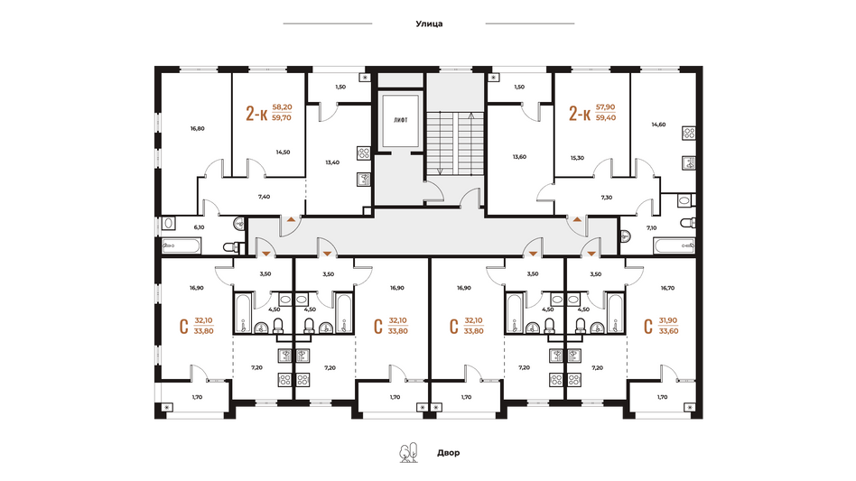 Продажа 1-комнатной квартиры 33,8 м², 2 этаж