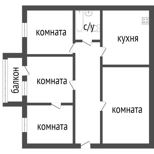 Продажа 4-комнатной квартиры 69,3 м², 5/5 этаж