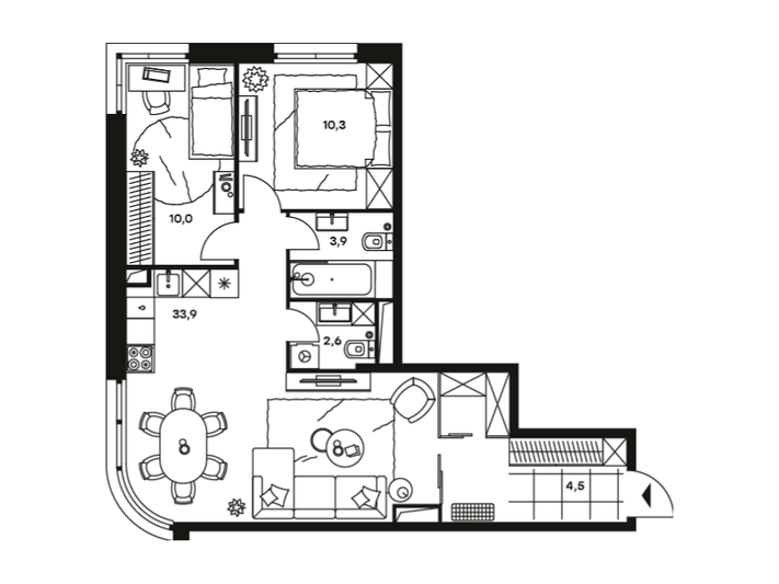 Продажа 3-комнатной квартиры 65,2 м², 3/25 этаж