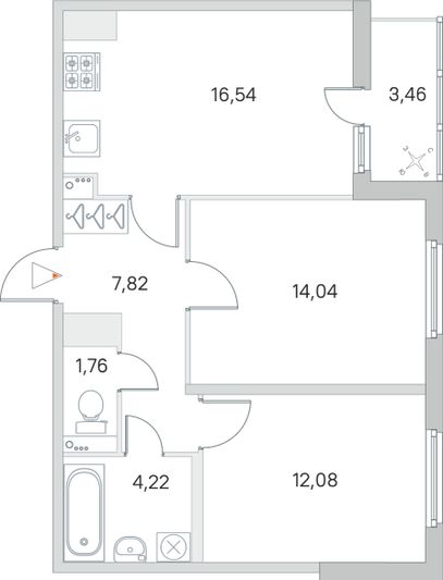 Продажа 2-комнатной квартиры 58,2 м², 4/8 этаж
