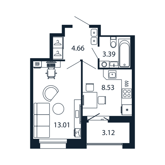 Продажа 1-комнатной квартиры 31,1 м², 11/12 этаж