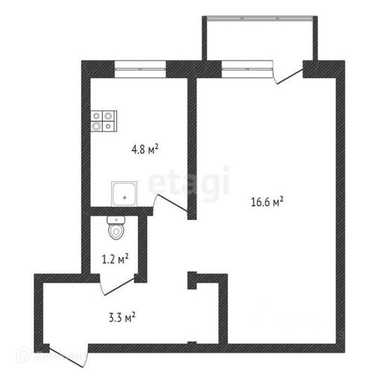 Продажа 1-комнатной квартиры 26,5 м², 4/4 этаж