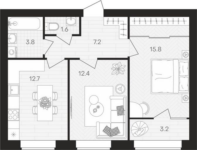 Продажа 2-комнатной квартиры 56,7 м², 10/10 этаж