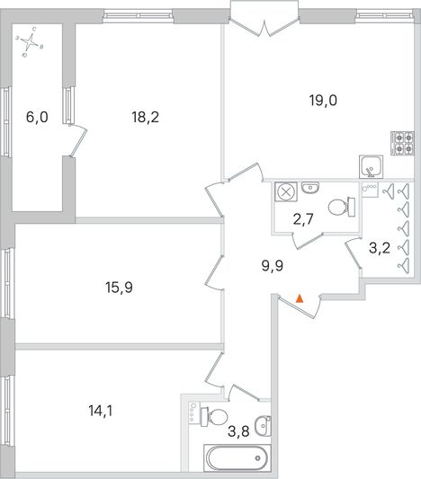 Продажа 3-комнатной квартиры 89,8 м², 2/4 этаж
