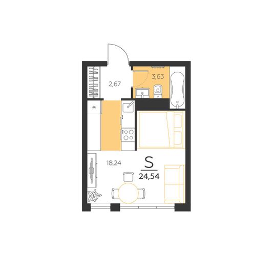 Продажа 1-комнатной квартиры 24,5 м², 5/5 этаж