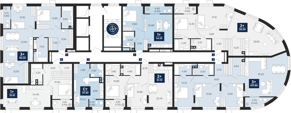 Продажа 1-комнатной квартиры 44,1 м², 2/25 этаж