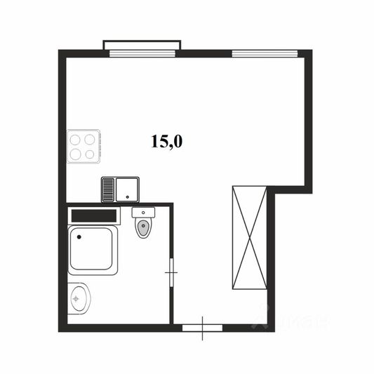 Продажа квартиры-студии 14,9 м², 3/5 этаж