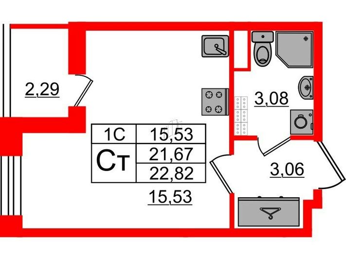 Продажа квартиры-студии 21,7 м², 4/5 этаж