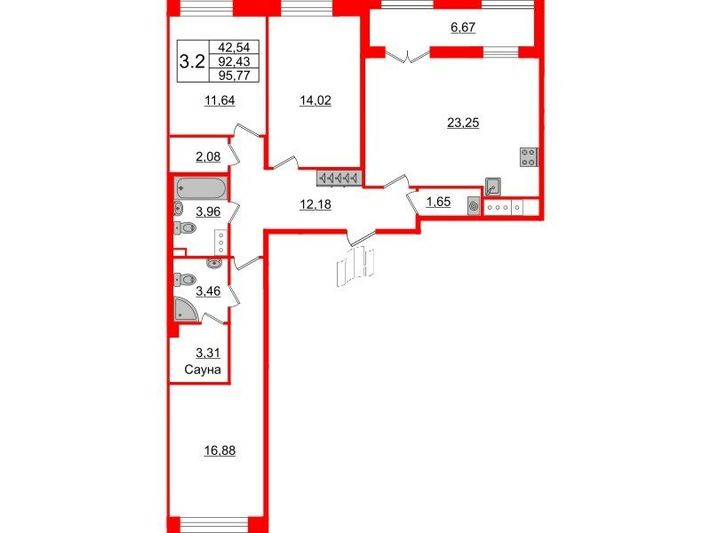 Продажа 3-комнатной квартиры 92,4 м², 4/12 этаж