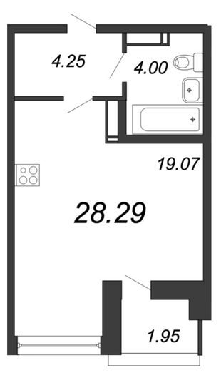 Продажа квартиры-студии 28,3 м², 16/18 этаж