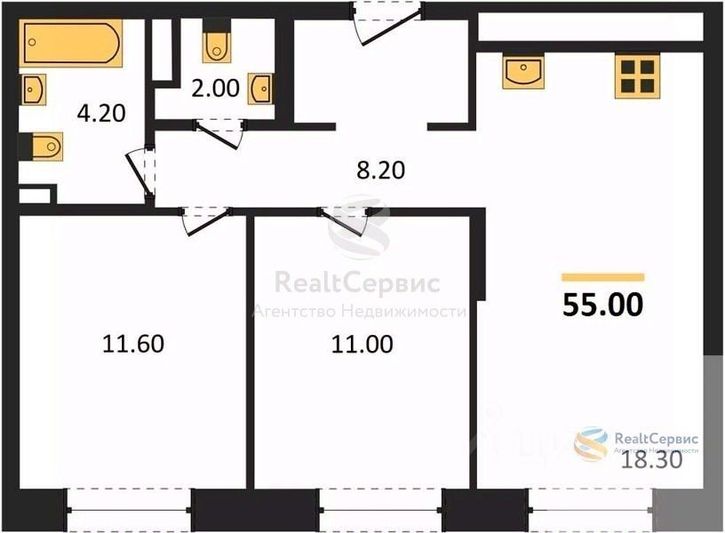 Продажа 2-комнатной квартиры 55 м², 5/17 этаж