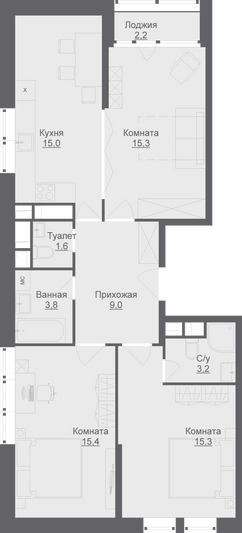 Продажа 3-комнатной квартиры 79,7 м², 4/17 этаж