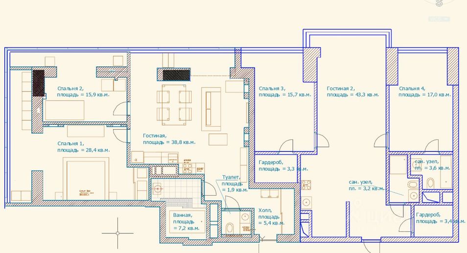 Продажа многокомнатной квартиры 187,1 м², 3/30 этаж