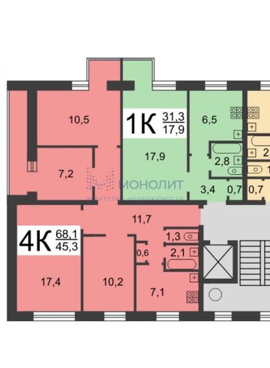 Продажа 4-комнатной квартиры 68,5 м², 9/9 этаж