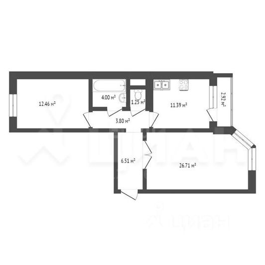 Продажа 2-комнатной квартиры 66,1 м², 4/19 этаж