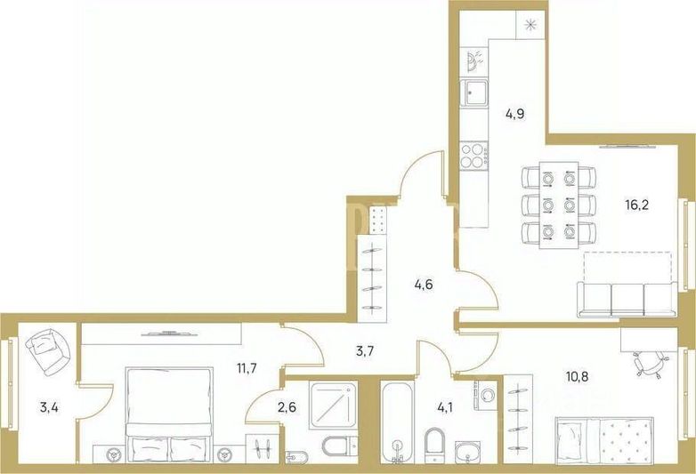Продажа 3-комнатной квартиры 62 м², 5/7 этаж
