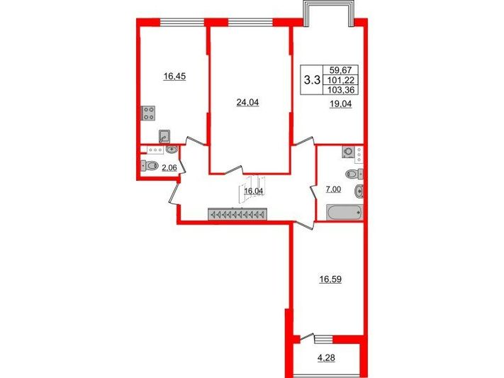 Продажа 3-комнатной квартиры 99,5 м², 4/9 этаж