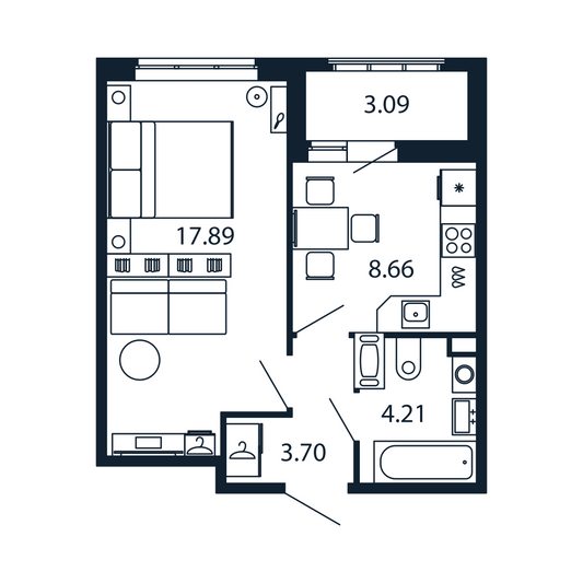 Продажа 1-комнатной квартиры 35,8 м², 10/13 этаж