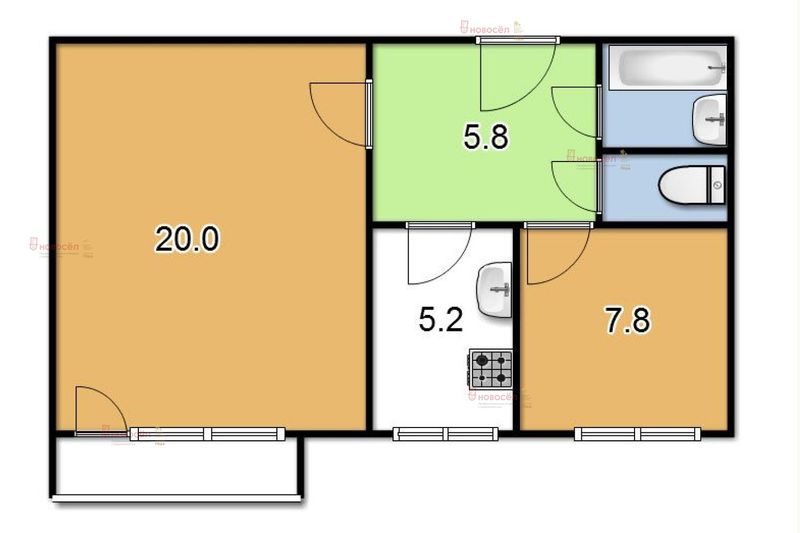 Продажа 2-комнатной квартиры 42 м², 1/9 этаж