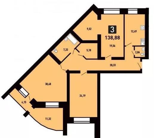 Продажа 3-комнатной квартиры 141,6 м², 9/12 этаж