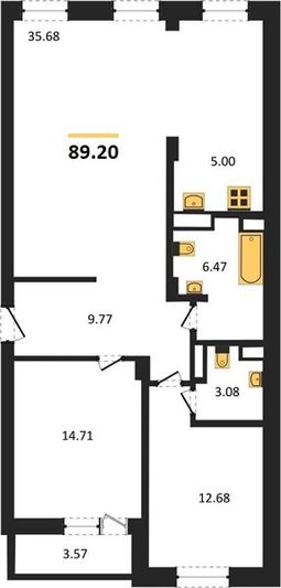 Продажа 2-комнатной квартиры 89,2 м², 20/25 этаж