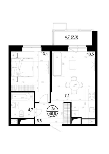 Продажа 2-комнатной квартиры 46,9 м², 8/19 этаж