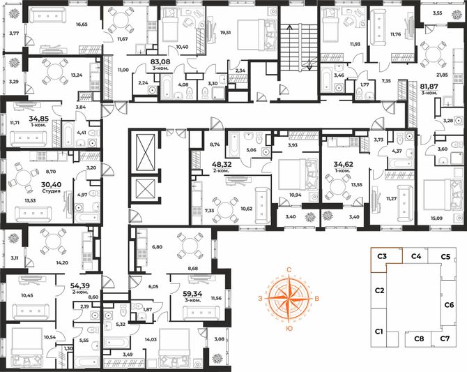 Продажа 3-комнатной квартиры 81,9 м², 2/10 этаж