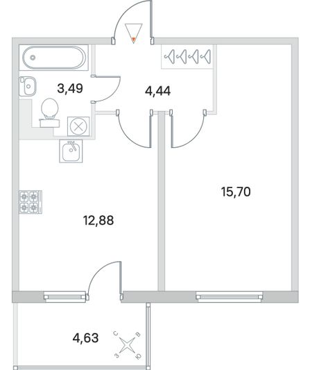 Продажа 1-комнатной квартиры 37,9 м², 4/5 этаж