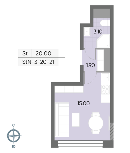 Продажа квартиры-студии 20 м², 20/30 этаж