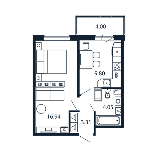 Продажа 1-комнатной квартиры 35,3 м², 2/12 этаж
