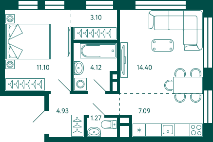 Продажа 1-комнатной квартиры 46 м², 16/18 этаж