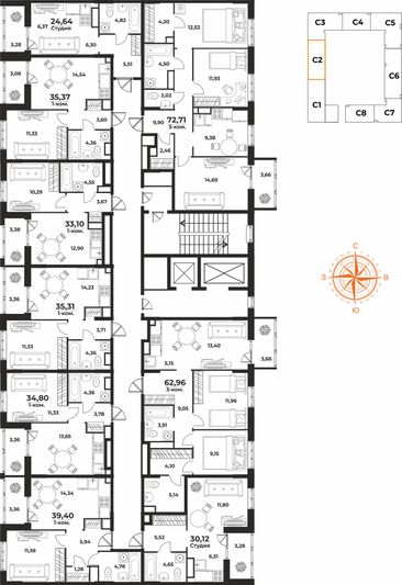 Продажа 1-комнатной квартиры 35,4 м², 6/10 этаж