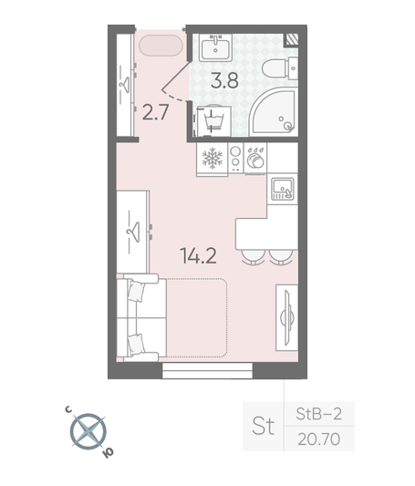 Продажа квартиры-студии 19,9 м², 9/15 этаж