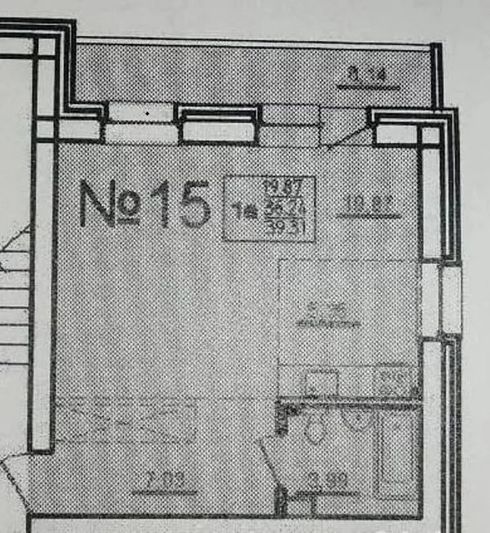 Продажа 1-комнатной квартиры 43 м², 3/3 этаж